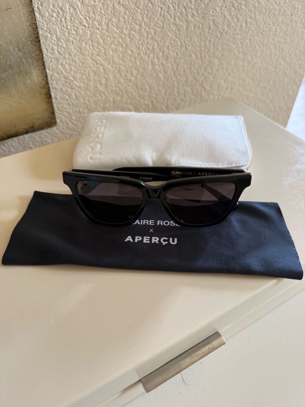 Claire Rose and Apercu Women's Black Cat-Eye Sunglasses in Black - Picture 2 of 6